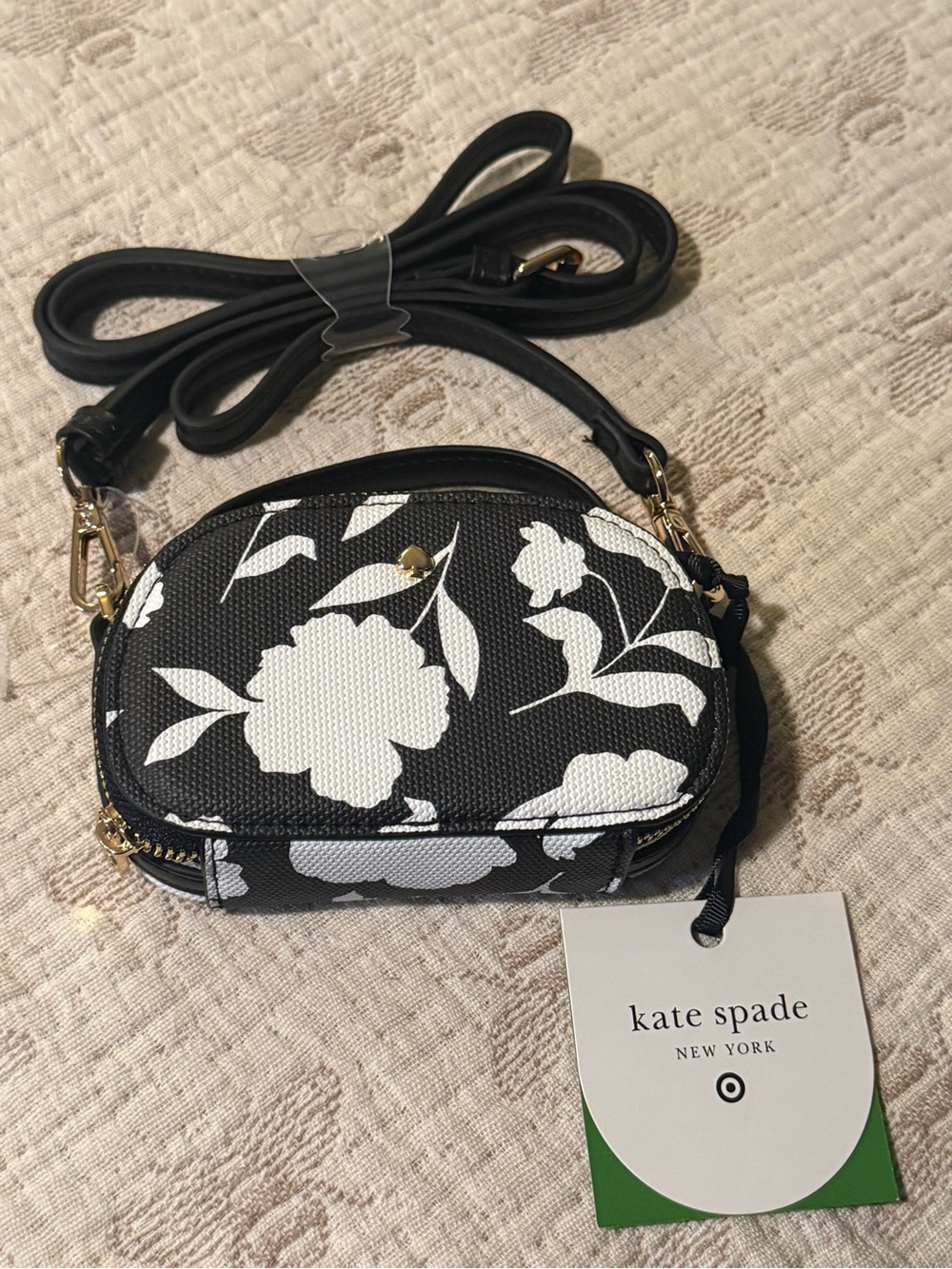 Kate Spade X Target Black & White Floral Mini Crossbody Bag 🌸